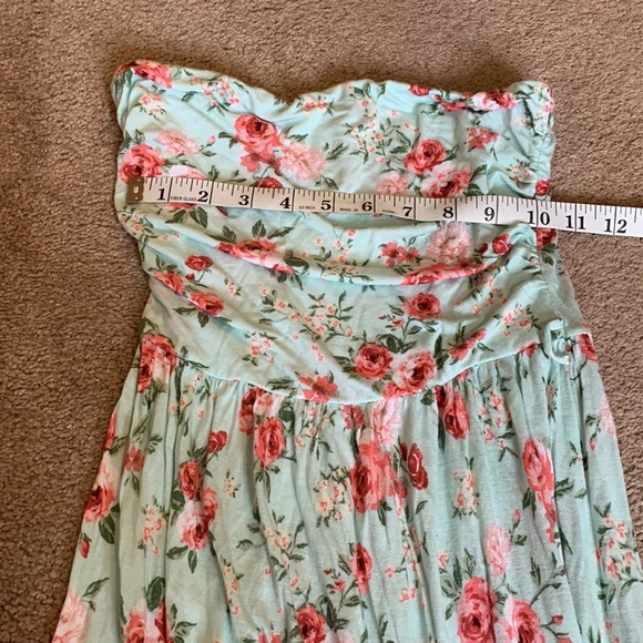 iris Mint Green Pink Floral Rose Strapless Maxi/Sundress Women’s SMALL - Picture 6 of 14